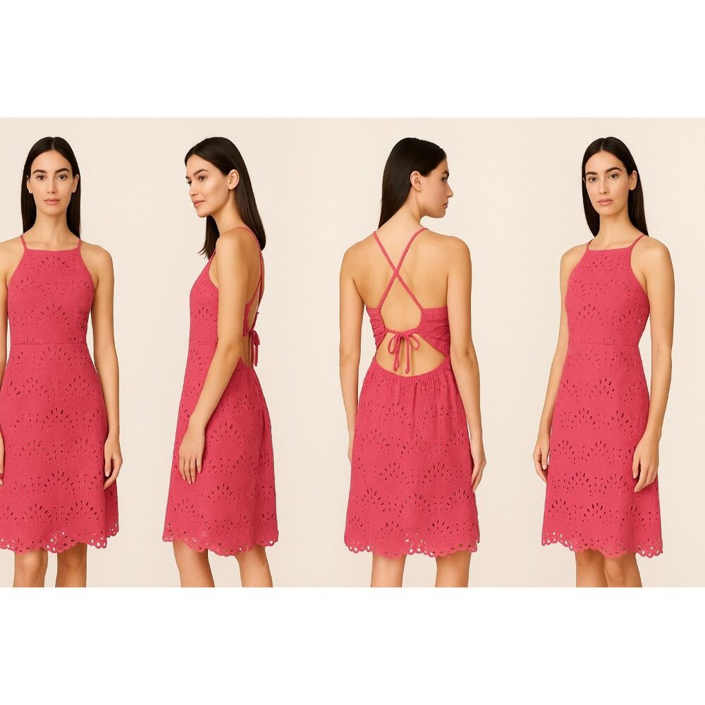 Andie Swim The Roatan Midi Dress Women Sz Small Rosette Cotton Eyelet Lace Lined - Picture 6 of 16